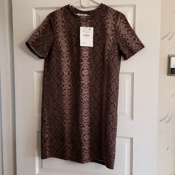 Zara Trafaluc Snakeskin Print Tshirt Dress - Picture 1 of 10